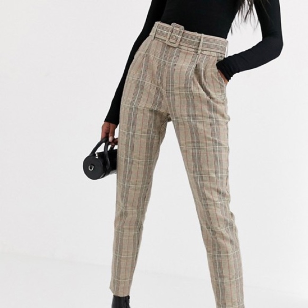 Missguided belted cigarette pants in brown